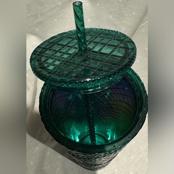 NWOT Starbucks Holiday Green Diamond Jeweled Studded Grid Tumbler Venti Cup - Picture 6 of 12
